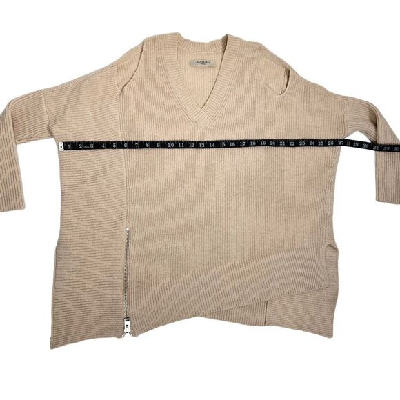 AllSaints Sweater Cream Wool-Alpaca blend Open Shoulder Asymmetrical Style Size - Picture 11 of 12